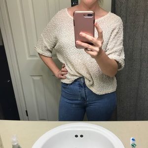 H&M cropped cream & gold sweater